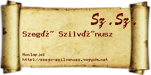 Szegő Szilvánusz névjegykártya